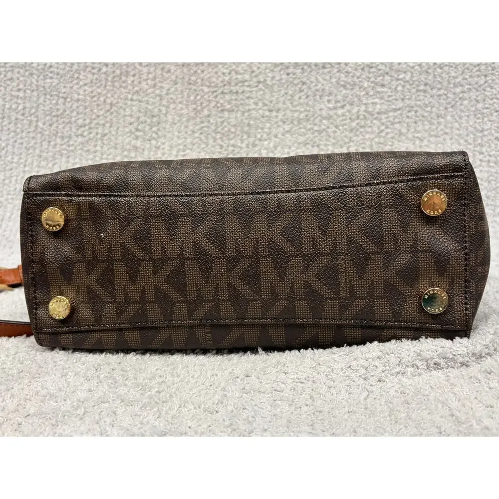 Michael Kors Brown Logo Print Medium Tote Purse #80280